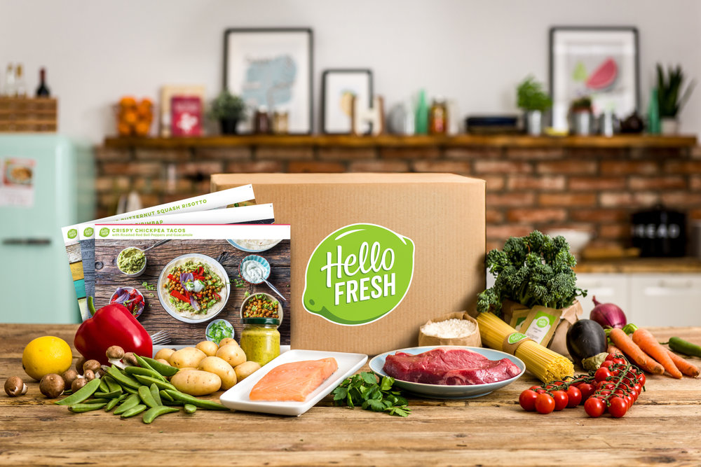 Image of Hello Fresh meal kit box and contents